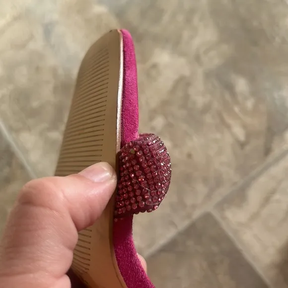 Marc Fisher Hot Pink Angelo Ankle Strap Suede Embellished Heel Sandals 6