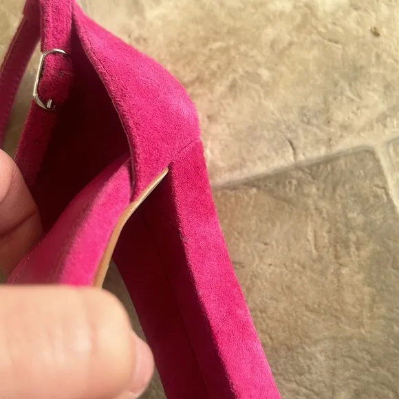 Marc Fisher Hot Pink Angelo Ankle Strap Suede Embellished Heel Sandals 6