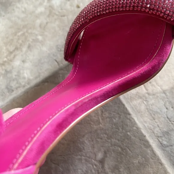 Marc Fisher Hot Pink Angelo Ankle Strap Suede Embellished Heel Sandals 6