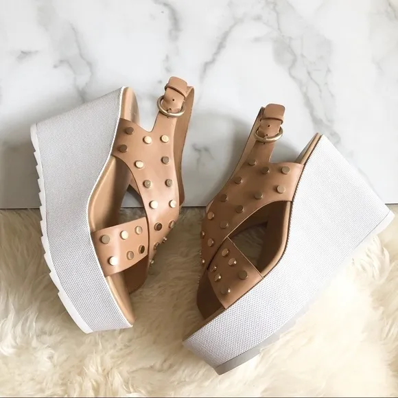 Marc Fisher Kiki Studded Crisscross Wedge Sandals