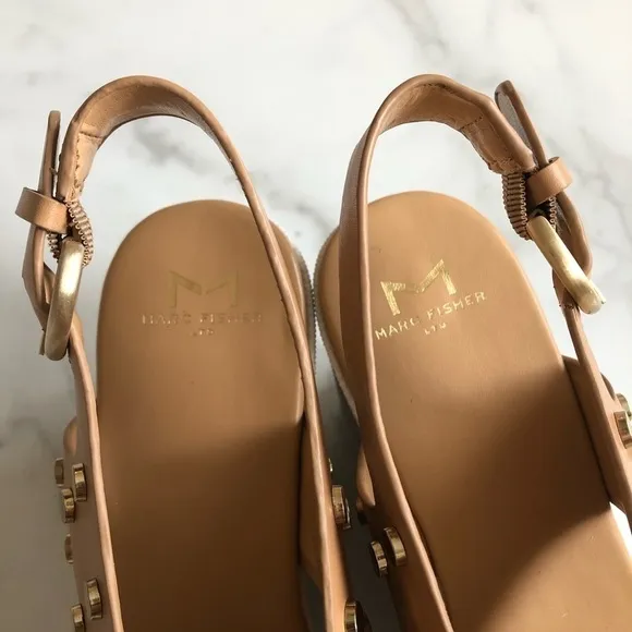 Marc Fisher Kiki Studded Crisscross Wedge Sandals