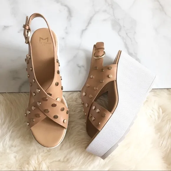 Marc Fisher Kiki Studded Crisscross Wedge Sandals