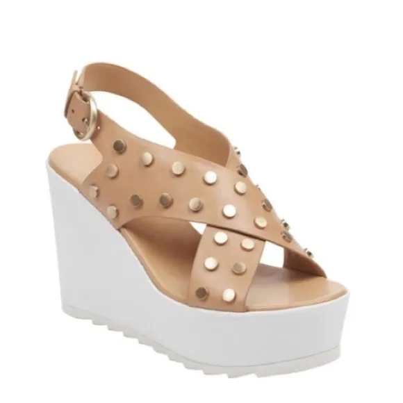Marc Fisher Kiki Studded Crisscross Wedge Sandals
