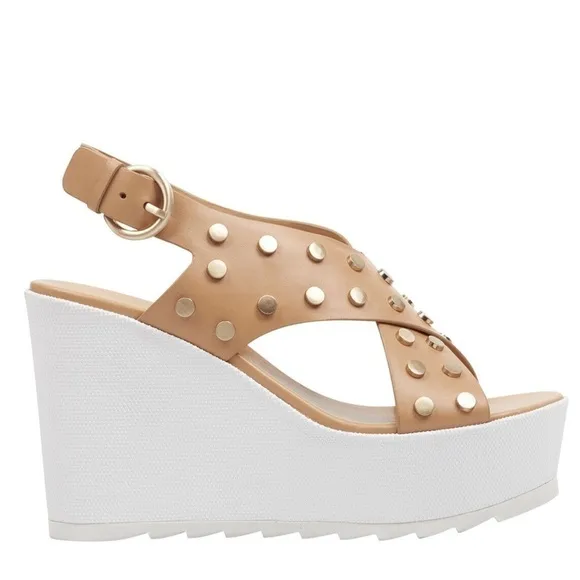 Marc Fisher Kiki Studded Crisscross Wedge Sandals