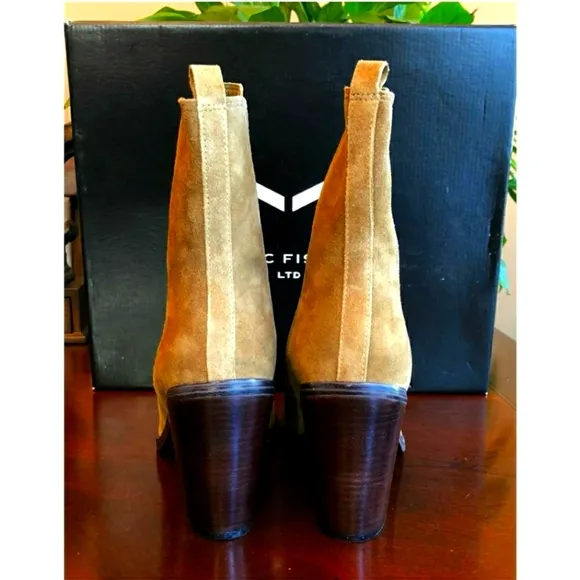 MARC FISHER Kristie Heeled Bootie Pull-On tan Suede NWT 10