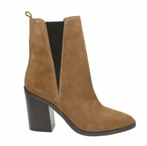 MARC FISHER Kristie Heeled Bootie Pull-On tan Suede NWT 10