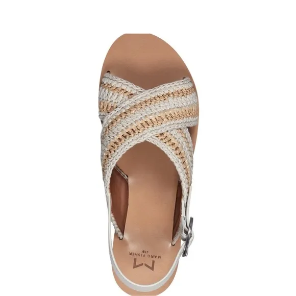 Marc Fisher Lonnie Flat Woven Sandal Ivory NWOB