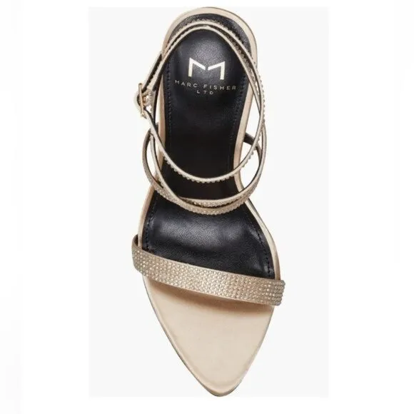 Marc Fisher LTD Cammile Ankle Strap Embellished Sandal in Light Natural Size 9.5