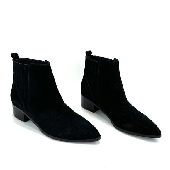 MARC FISHER LTD “YOLLI” BLACK SUEDE BLOCK HEEL PULL-ON ANKLE BOOTS / BOOTIES🆕