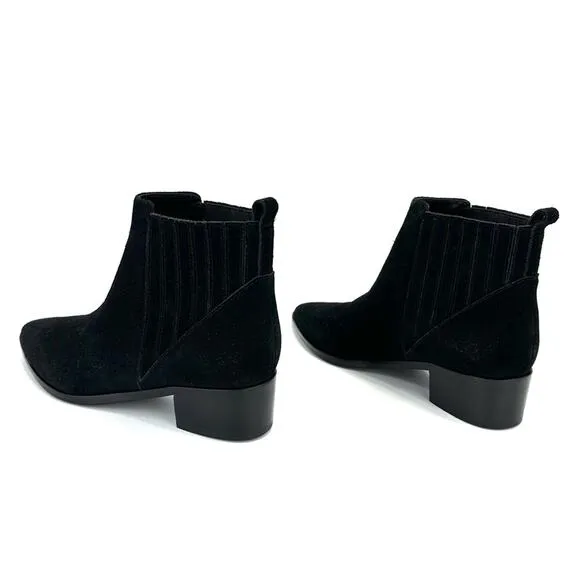 MARC FISHER LTD “YOLLI” BLACK SUEDE BLOCK HEEL PULL-ON ANKLE BOOTS / BOOTIES🆕