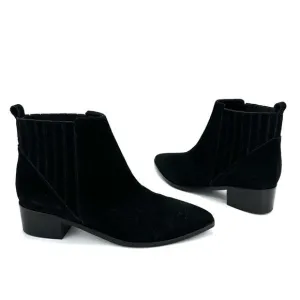 MARC FISHER LTD “YOLLI” BLACK SUEDE BLOCK HEEL PULL-ON ANKLE BOOTS / BOOTIES🆕