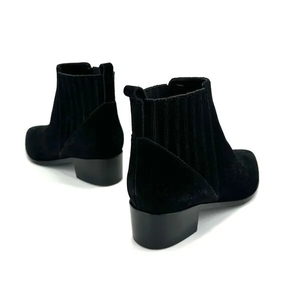 MARC FISHER LTD “YOLLI” BLACK SUEDE BLOCK HEEL PULL-ON ANKLE BOOTS / BOOTIES🆕
