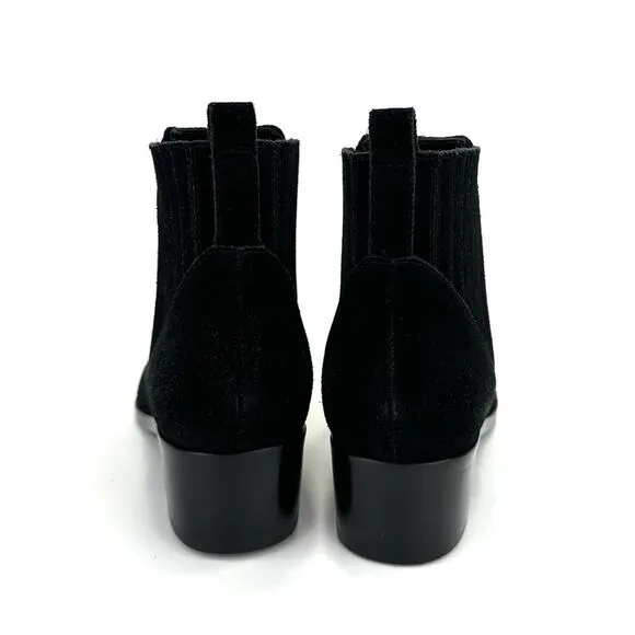 MARC FISHER LTD “YOLLI” BLACK SUEDE BLOCK HEEL PULL-ON ANKLE BOOTS / BOOTIES🆕