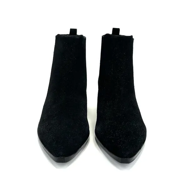 MARC FISHER LTD “YOLLI” BLACK SUEDE BLOCK HEEL PULL-ON ANKLE BOOTS / BOOTIES🆕