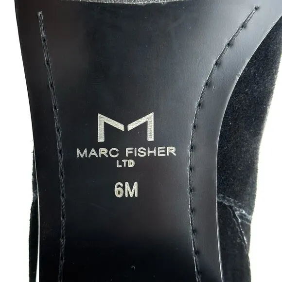 MARC FISHER LTD “YOLLI” BLACK SUEDE BLOCK HEEL PULL-ON ANKLE BOOTS / BOOTIES🆕