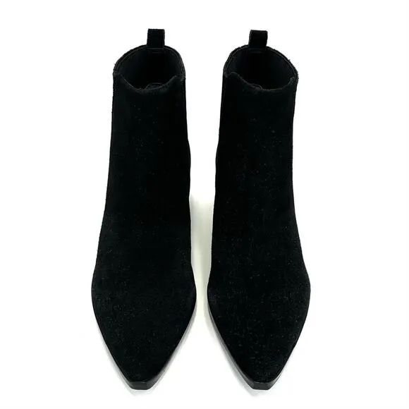MARC FISHER LTD “YOLLI” BLACK SUEDE BLOCK HEEL PULL-ON ANKLE BOOTS / BOOTIES🆕