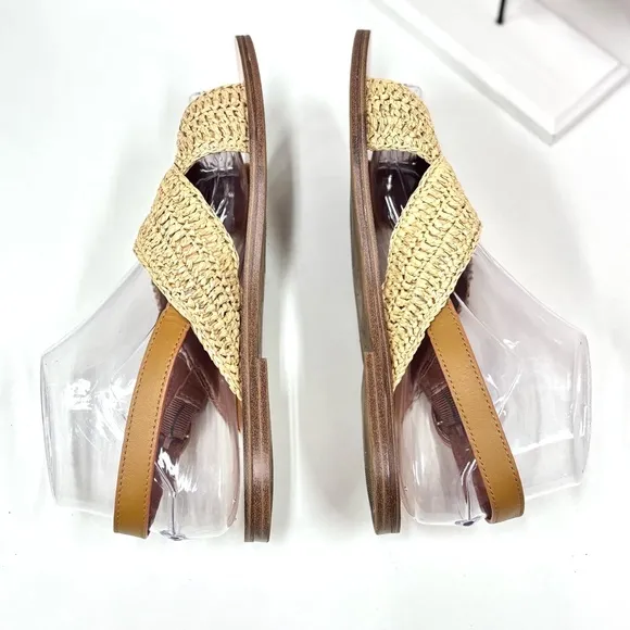 Marc Fisher Tan Raffia Leather Sandals • Women's Sandals Size 7.5
