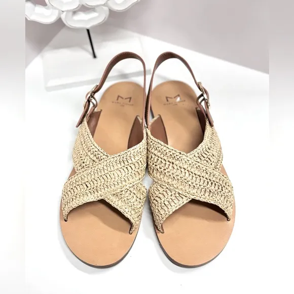 Marc Fisher Tan Raffia Leather Sandals • Women's Sandals Size 7.5