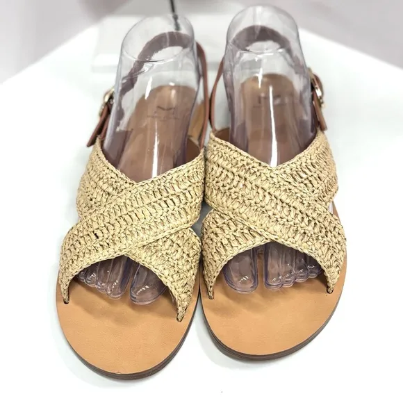 Marc Fisher Tan Raffia Leather Sandals • Women's Sandals Size 7.5