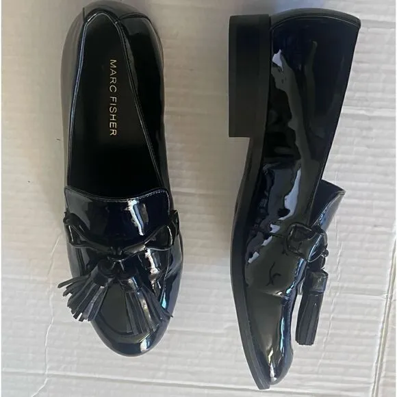 Marc Fisher Black Patent Loafers 6 1/2