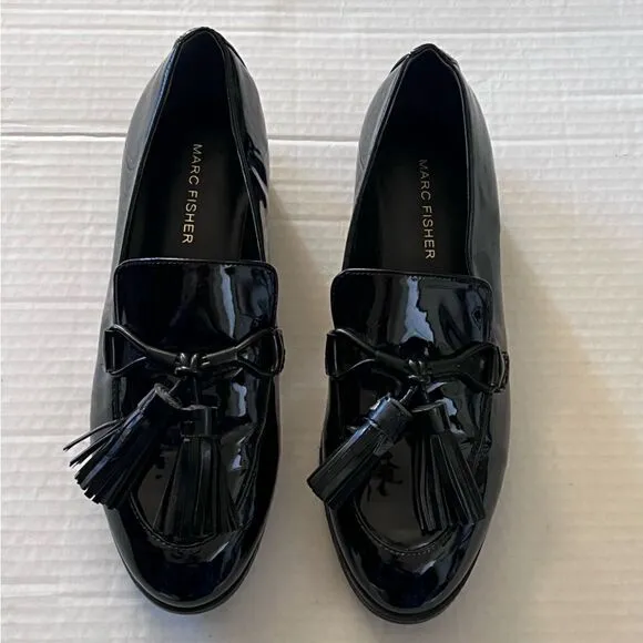 Marc Fisher Black Patent Loafers 6 1/2