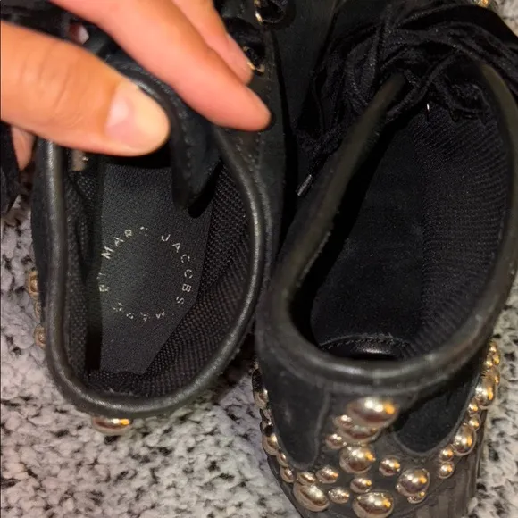 Marc Jacobs Black and Silver Studded Sneakers