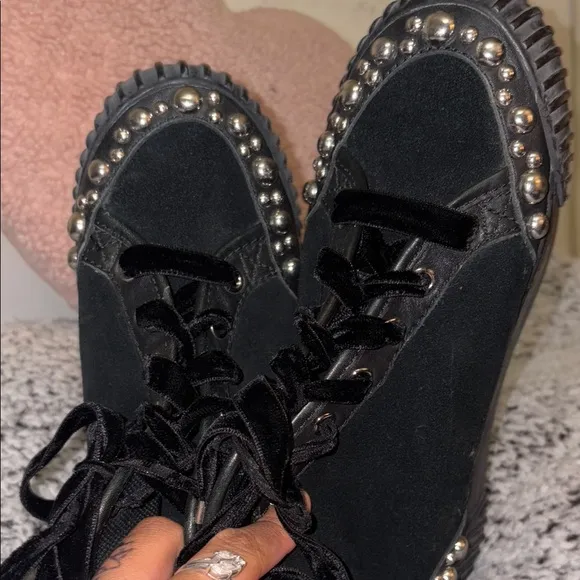 Marc Jacobs Black and Silver Studded Sneakers