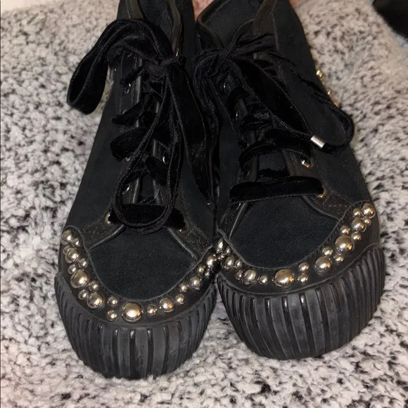 Marc Jacobs Black and Silver Studded Sneakers