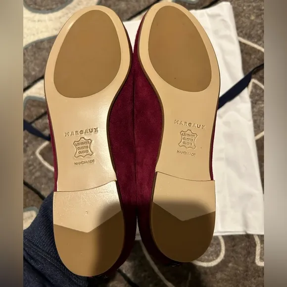 MARGAUX Burgundy Suede Slip On Ballet Flats