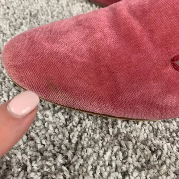 Margaux Girl Meets Glam Womens Size 9.5 Pink Velvet Loafer Slip On Flats