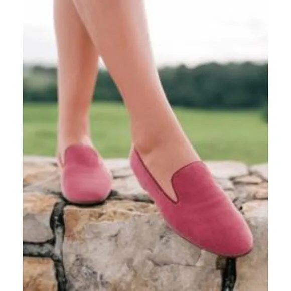 Margaux Girl Meets Glam Womens Size 9.5 Pink Velvet Loafer Slip On Flats