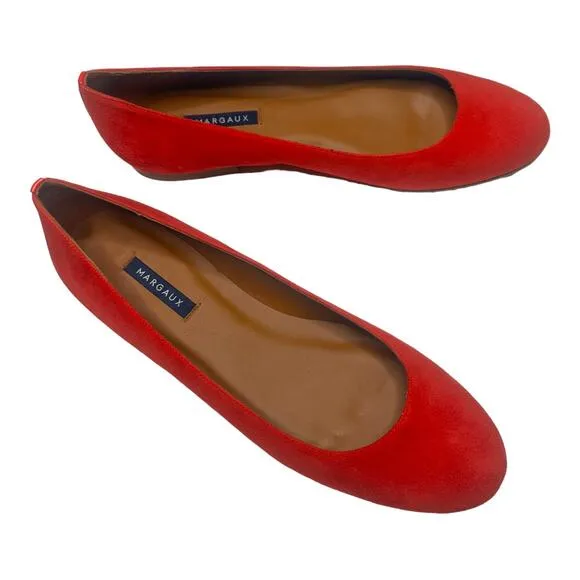 Margaux The Classic Suede Poppy Red Ballet Flats  Size 42.5 /12