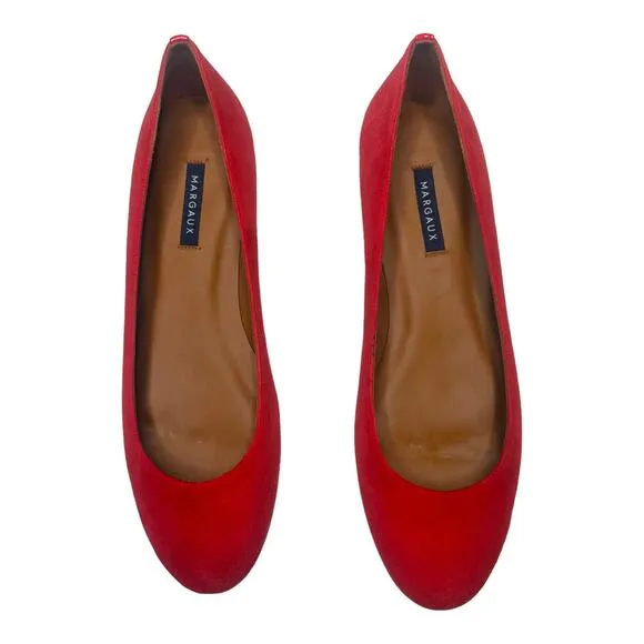 Margaux The Classic Suede Poppy Red Ballet Flats  Size 42.5 /12