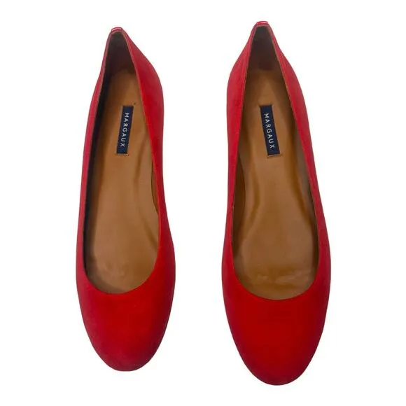 Margaux The Classic Suede Poppy Red Ballet Flats  Size 42.5 /12