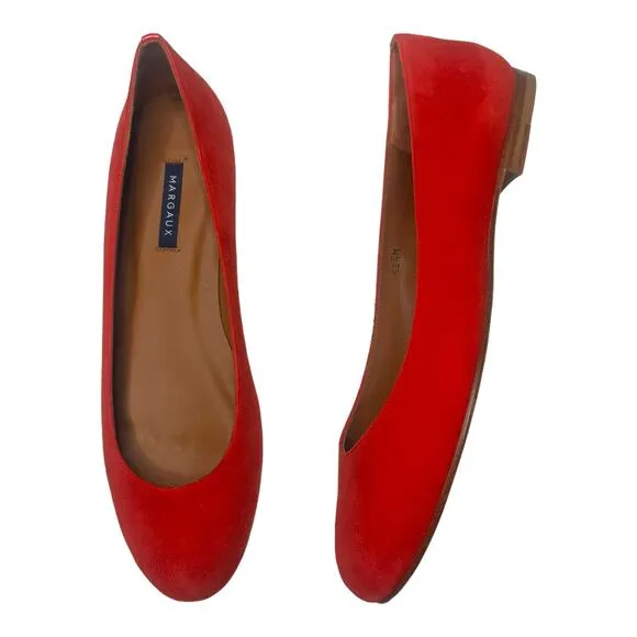 Margaux The Classic Suede Poppy Red Ballet Flats  Size 42.5 /12