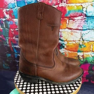 Mason Western Brown Leather Pull On Boots Size 9D