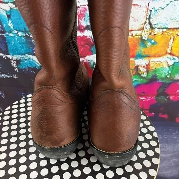 Mason Western Brown Leather Pull On Boots Size 9D