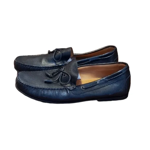Massimo Dutti Men's Black Leather Loafers Size 45 EU
