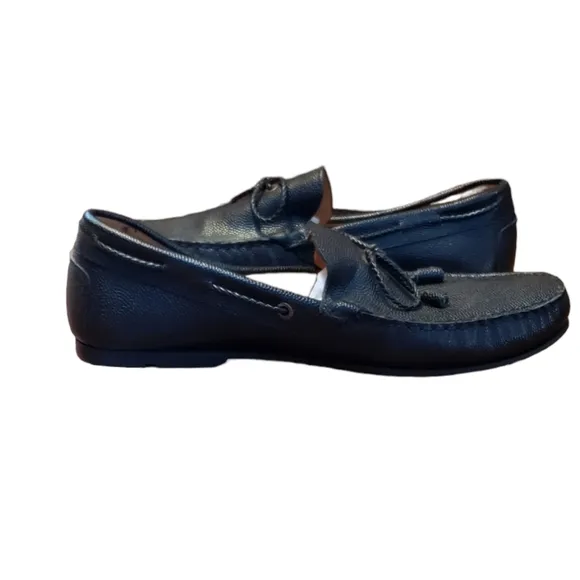 Massimo Dutti Men's Black Leather Loafers Size 45 EU