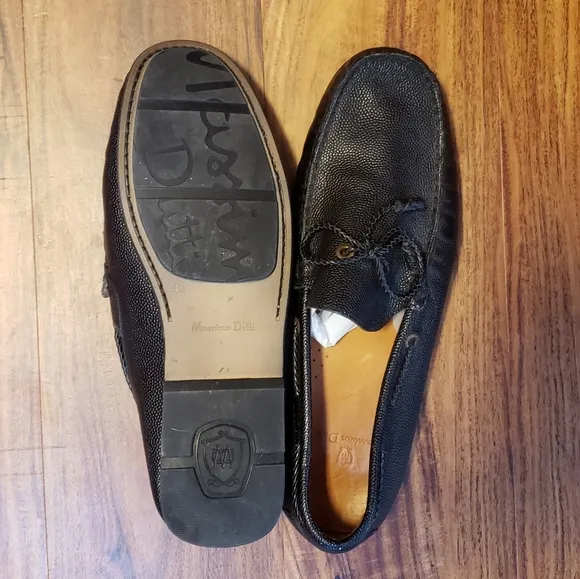 Massimo Dutti Men's Black Leather Loafers Size 45 EU
