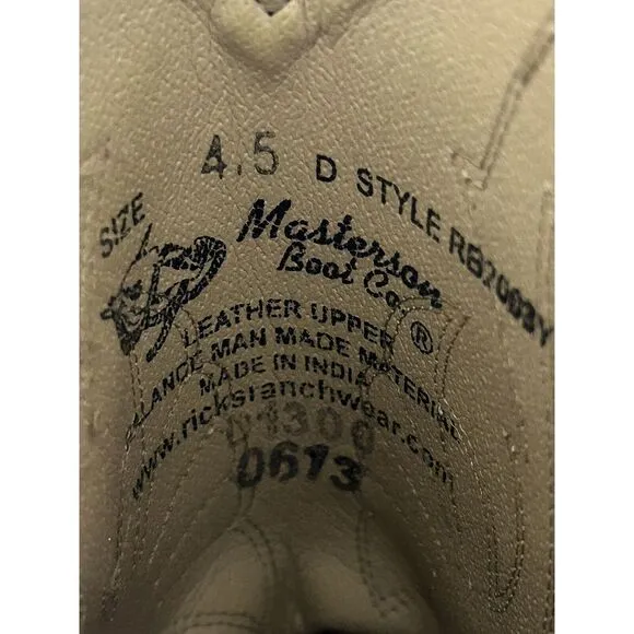 Masterson Boot Co | Western Boots Sz 4.5 D RB2003Y