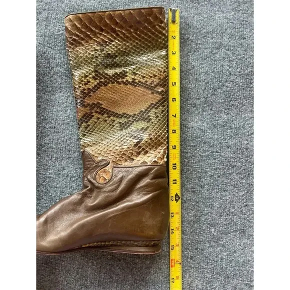 Maud Frizon Snakeskin Leather Pointed Toe Pull On Western Boots Sz 6 Bro…