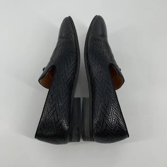 Meijiana Embossed Tasseled Dress Loafers Size 12 Mens Black Slip On Shoes