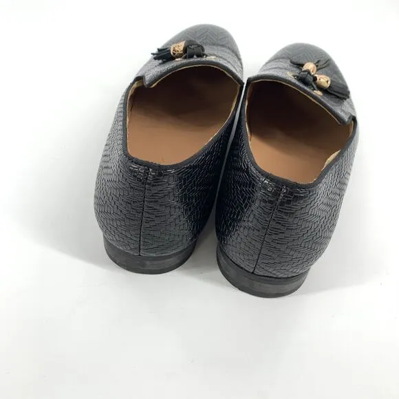Meijiana Embossed Tasseled Dress Loafers Size 12 Mens Black Slip On Shoes