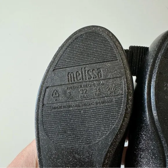 Mel by Melissa Space Love x Jason Wu Black Glitter Ballet Flats Shoes