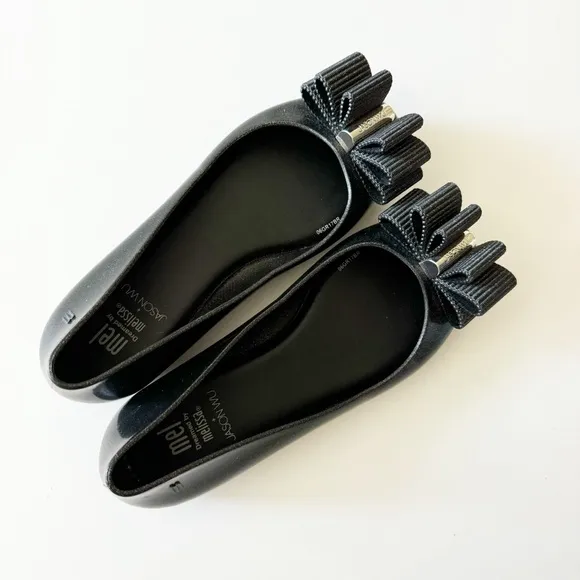 Mel by Melissa Space Love x Jason Wu Black Glitter Ballet Flats Shoes