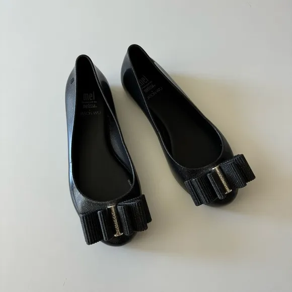 Mel by Melissa Space Love x Jason Wu Black Glitter Ballet Flats Shoes