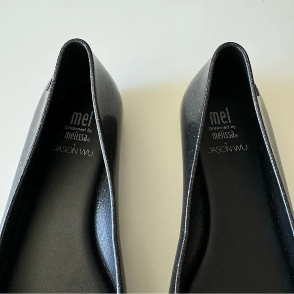 Mel by Melissa Space Love x Jason Wu Black Glitter Ballet Flats Shoes
