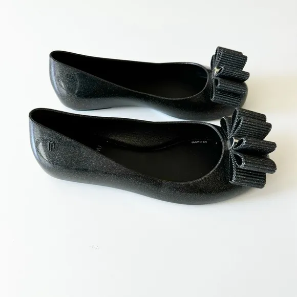Mel by Melissa Space Love x Jason Wu Black Glitter Ballet Flats Shoes