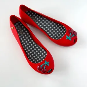 Melissa Girl's Red Cherry Flats size 2
